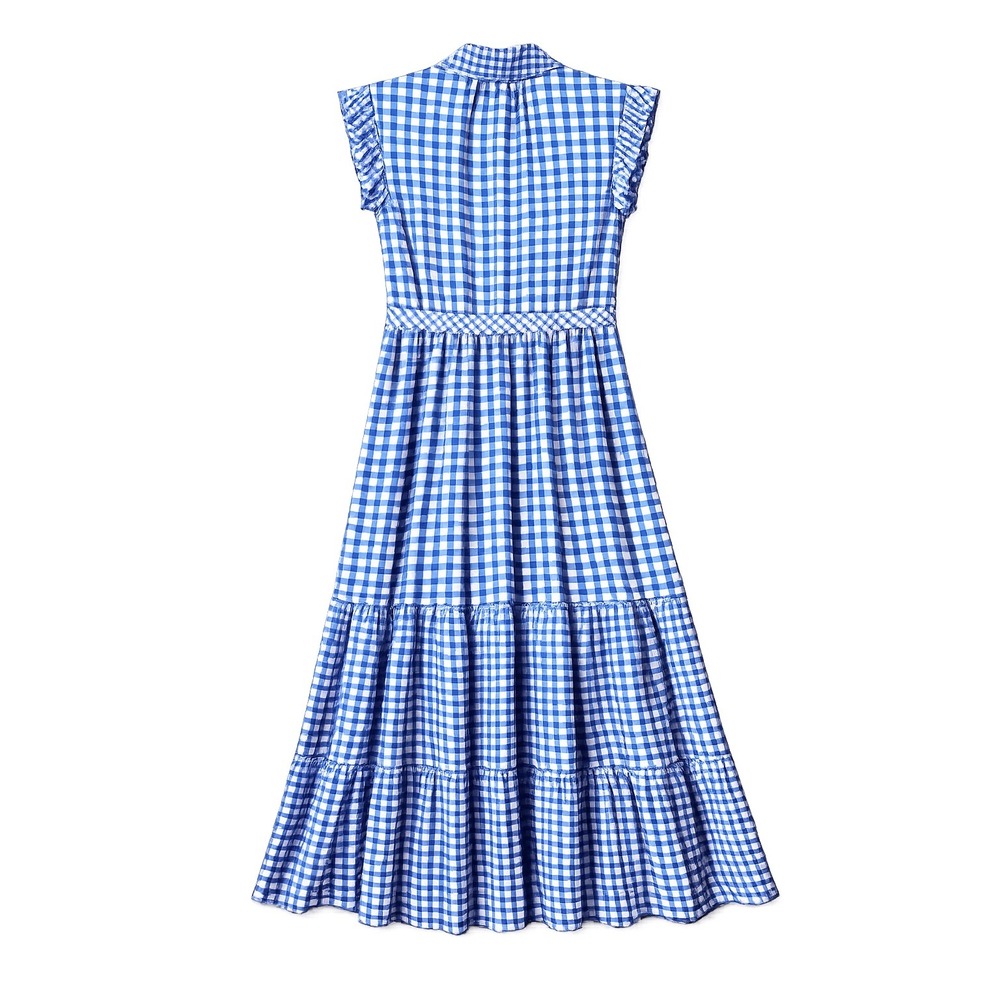Draper James Patio Shirtdress Blue Gingham Flutter Sleeve Midi Dress 8 Medium - Picture 8 of 8